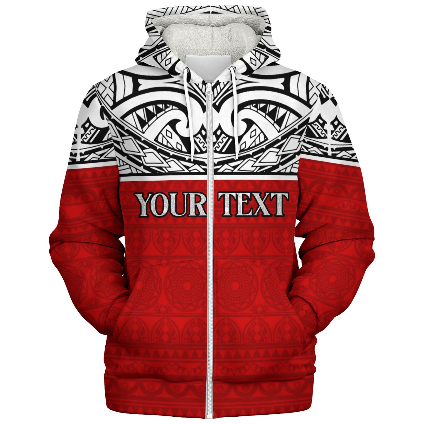 Tahiti Custom Personalised Sherpa Hoodie Coat Of Arms Polynesia Patterns Style
