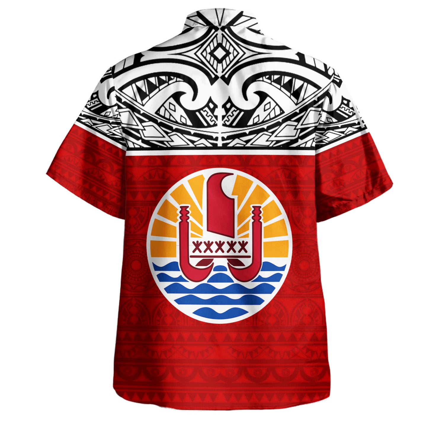 Tahiti Custom Personalised Hawaiian Shirt Tatau White Patterns With Coat Of Arms