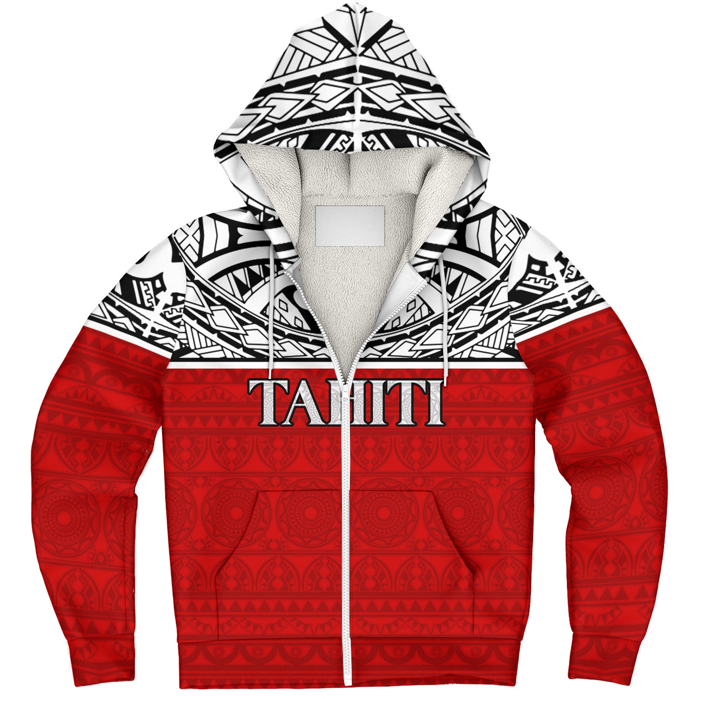 Tahiti Custom Personalised Sherpa Hoodie Coat Of Arms Polynesia Patterns Style
