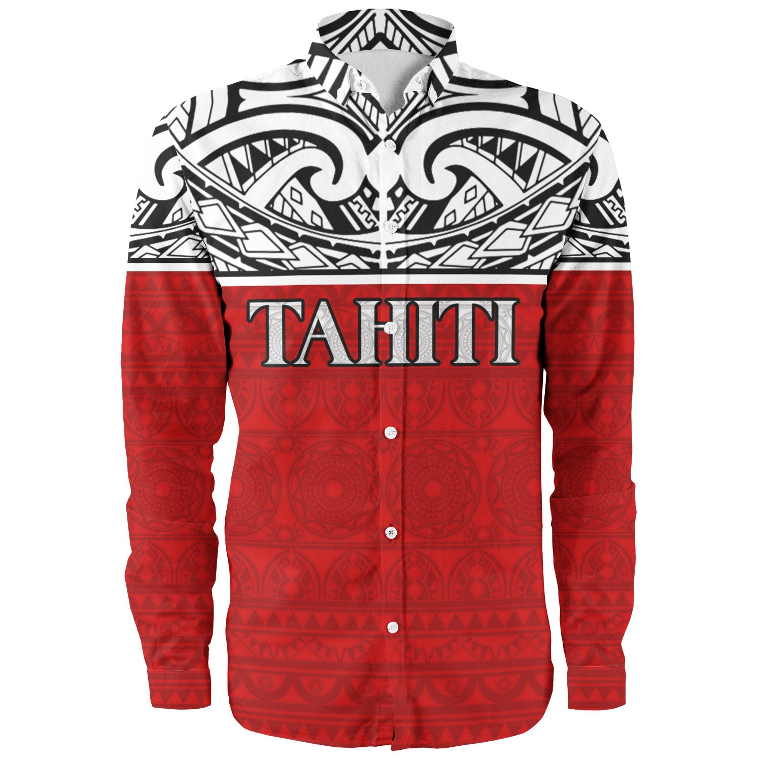 Tahiti Custom Personalised Long Sleeve Shirt Coat Of Arms Polynesia Patterns Style