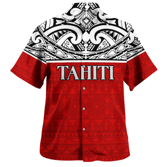 Tahiti Custom Personalised Hawaiian Shirt Tatau White Patterns With Coat Of Arms