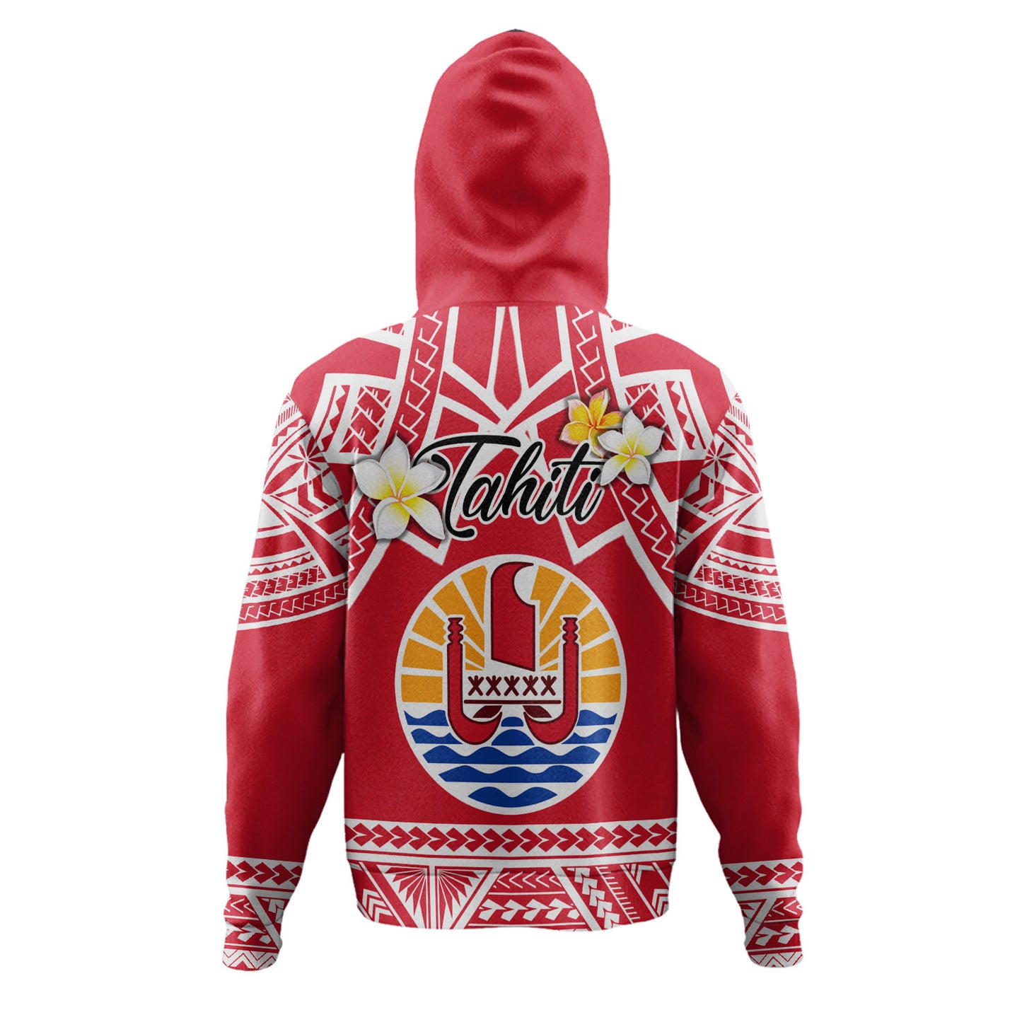 Tahiti Custom Personalised Hoodie Tahitian Plumeria Flowers Mix Tribal Patterns