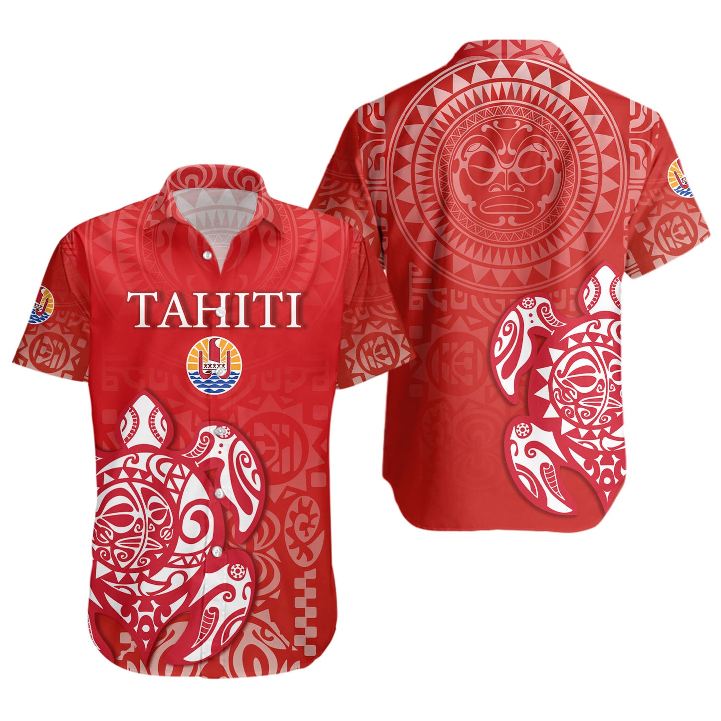 Tahiti Short Sleeve Shirt Tahitian Tribal Tattoos Style