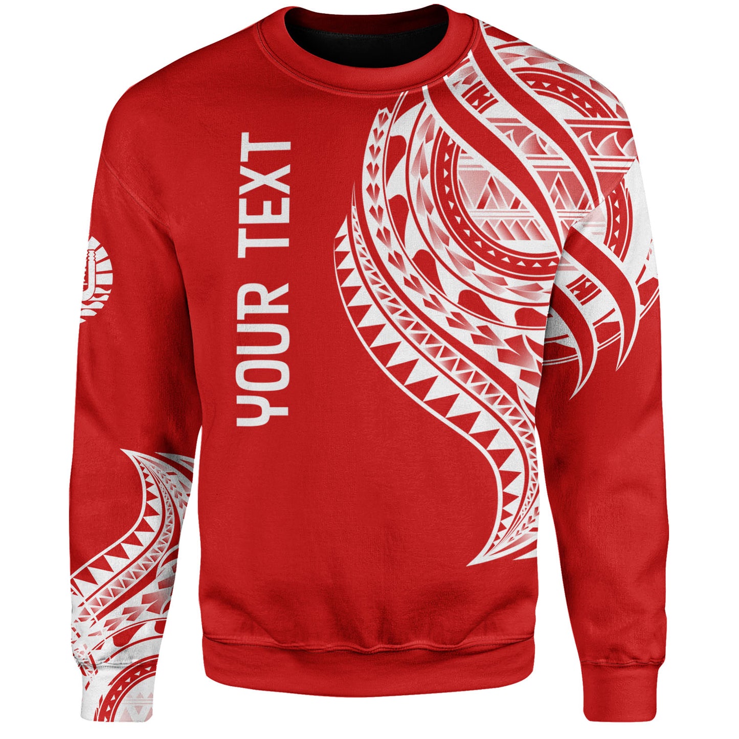 Tahiti Custom Personalised Sweatshirt Tatau White Patterns With Coat Of Arms