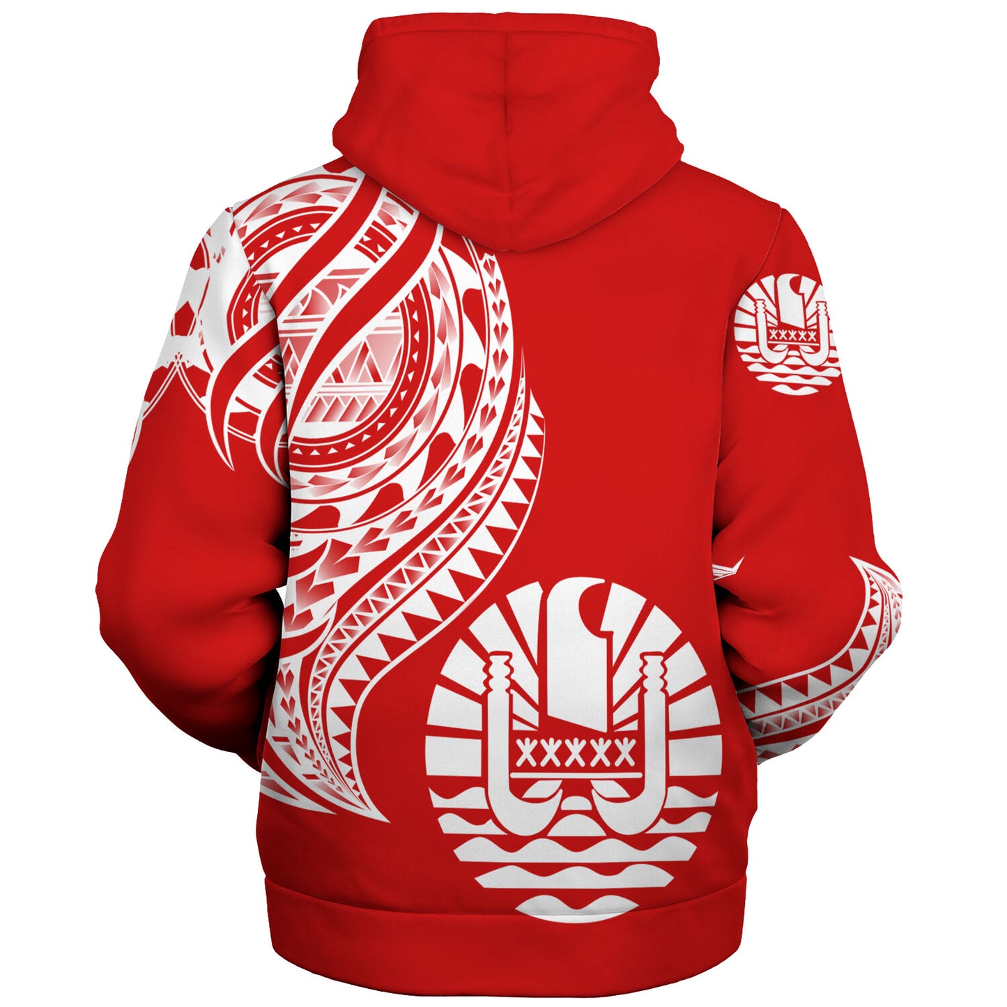 Tahiti Custom Personalised Sherpa Hoodie Tatau White Patterns With Coat Of Arms