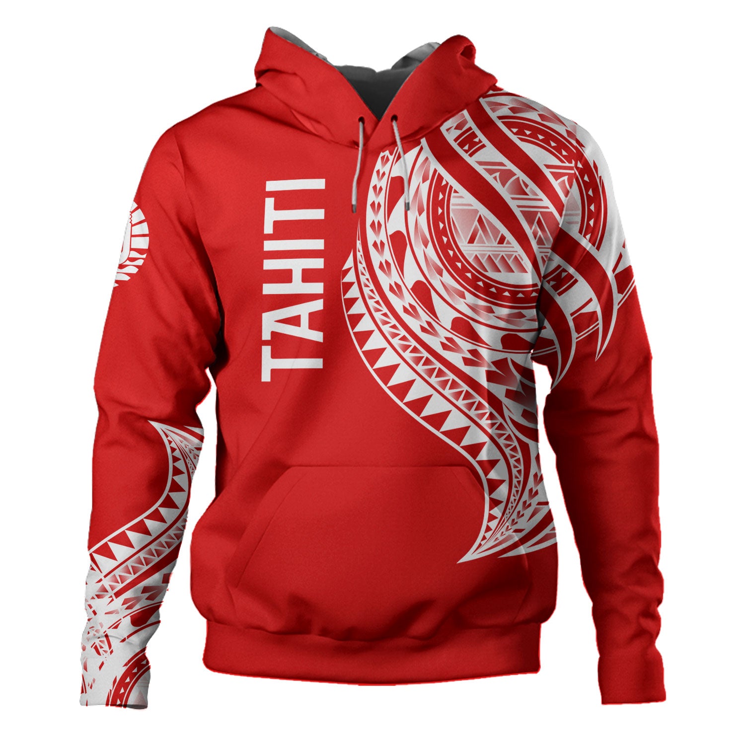 Tahiti Custom Personalised Hoodie Tatau White Patterns With Coat Of Arms
