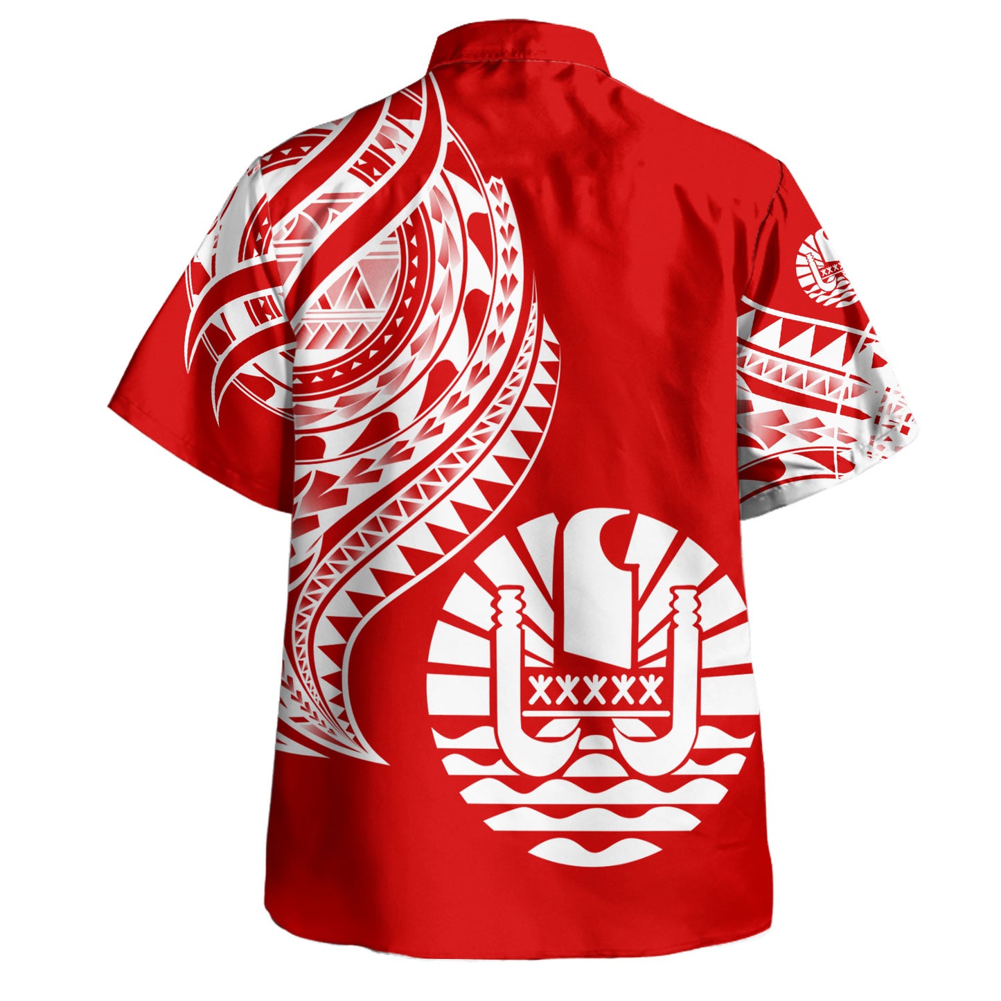 Tahiti Custom Personalised Hawaiian Shirt Tatau White Patterns With Coat Of Arms