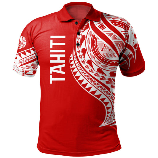 Tahiti Custom Personalised Polo Shirt Tatau White Patterns With Coat Of Arms