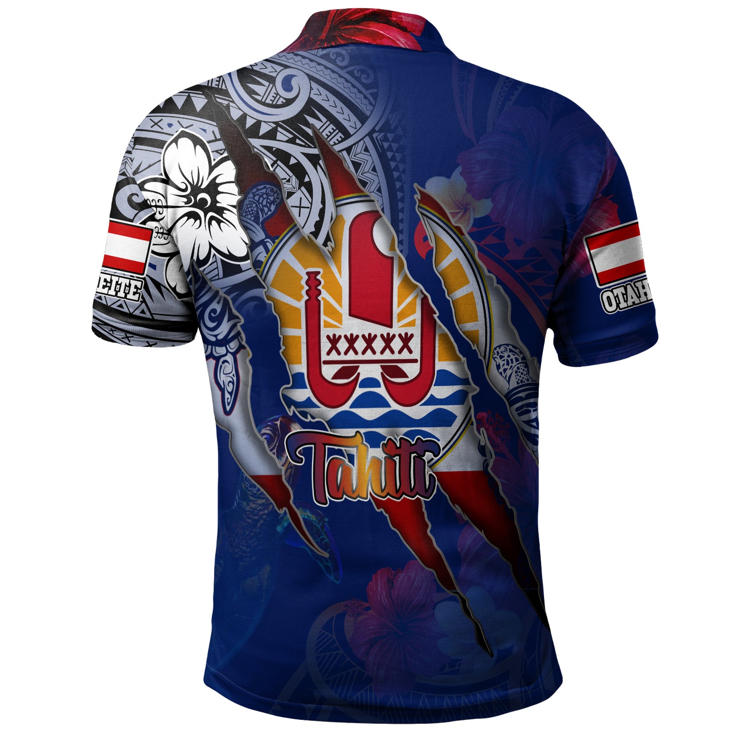 Tahiti Polo Shirt Custom Tahitian Blood Inside Me Polynesian Sleeve Tattoo Tropical Blue