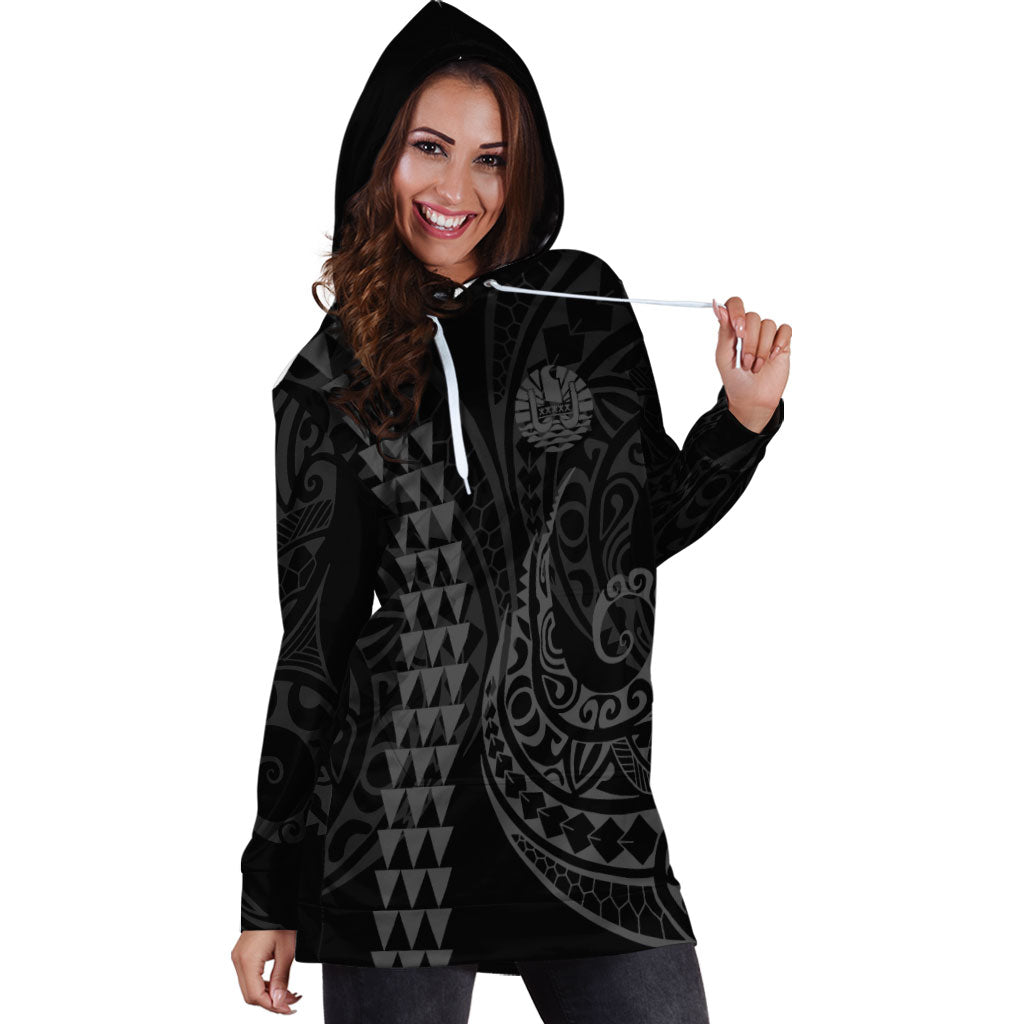 Tahiti Hoodie Dress Kakau Style Grey