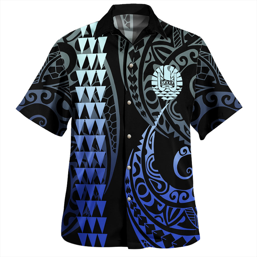 Tahiti Combo Dress And Shirt Kakau Style Gradient Blue