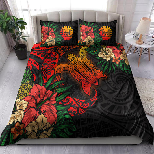 Tahiti Bedding Set - Tahiti Polynesian Turtle Tropical Bedding Set