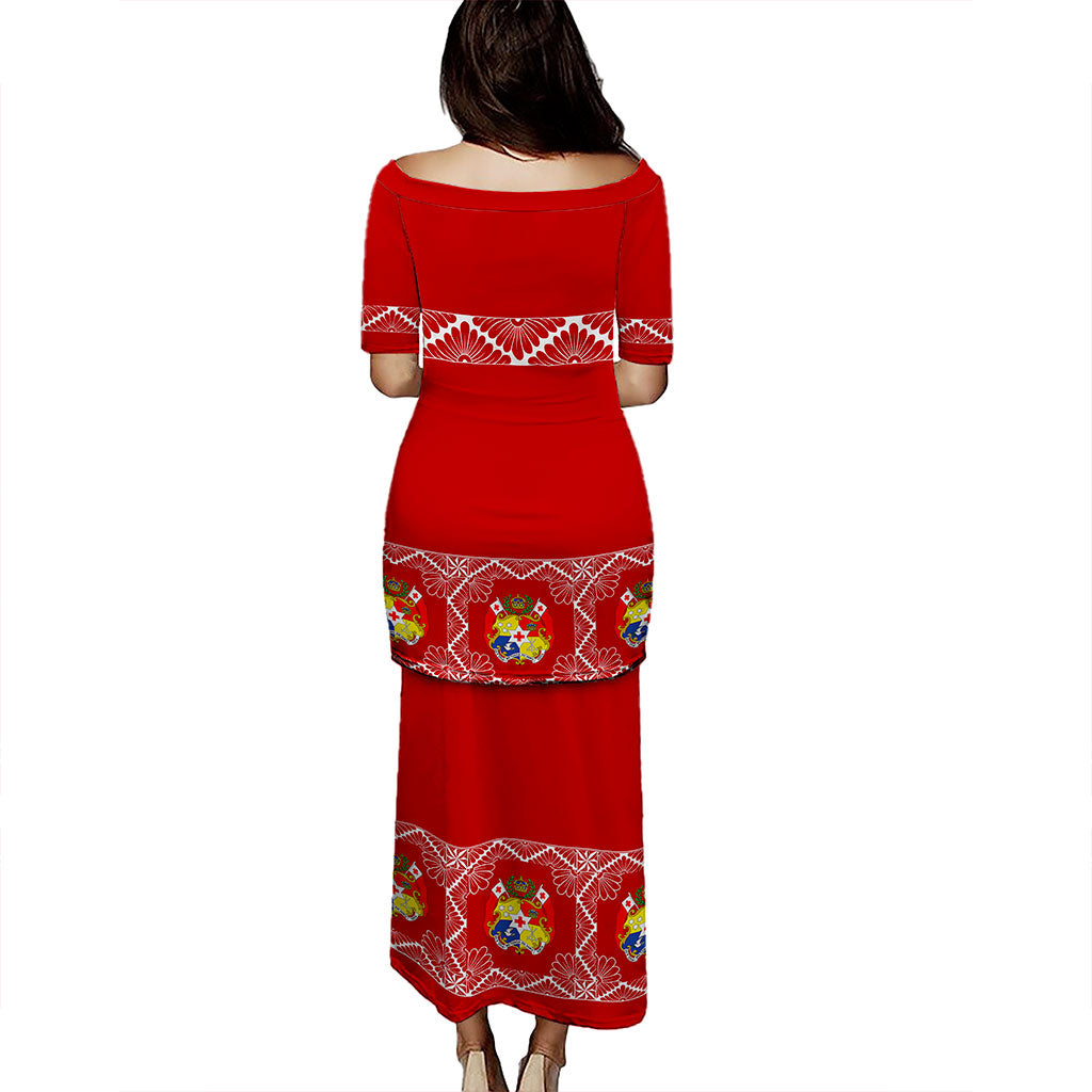 Tonga Puletasi Tapa With Coat Of Arms