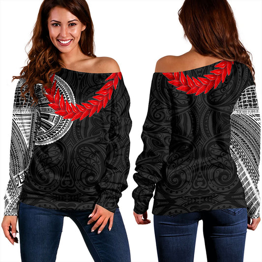 Samoa Off Shoulder Sweatshirt Tattoo Roman Reigns With Ula Fala