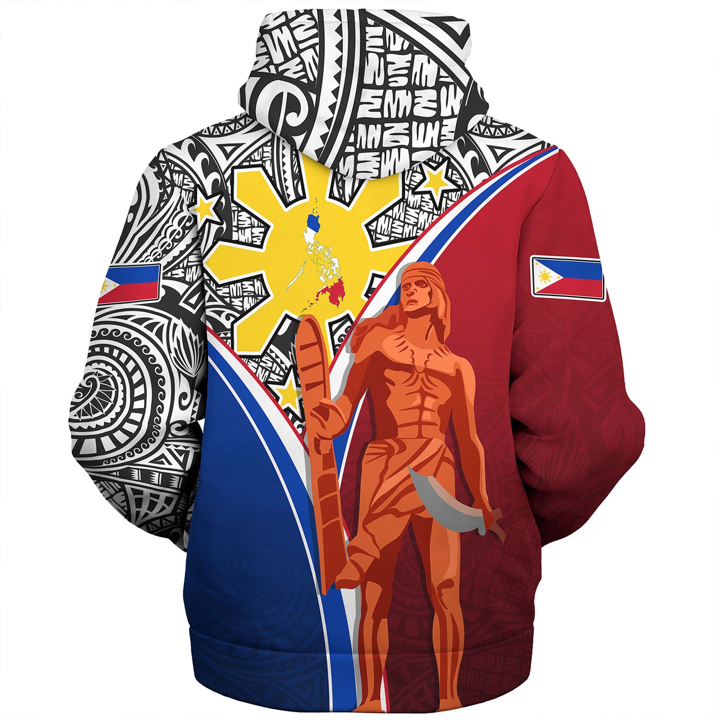 Philippines Filipinos Sherpa Hoodie Philippines Lapu Lapu With Tribal Kalabaw And Sun