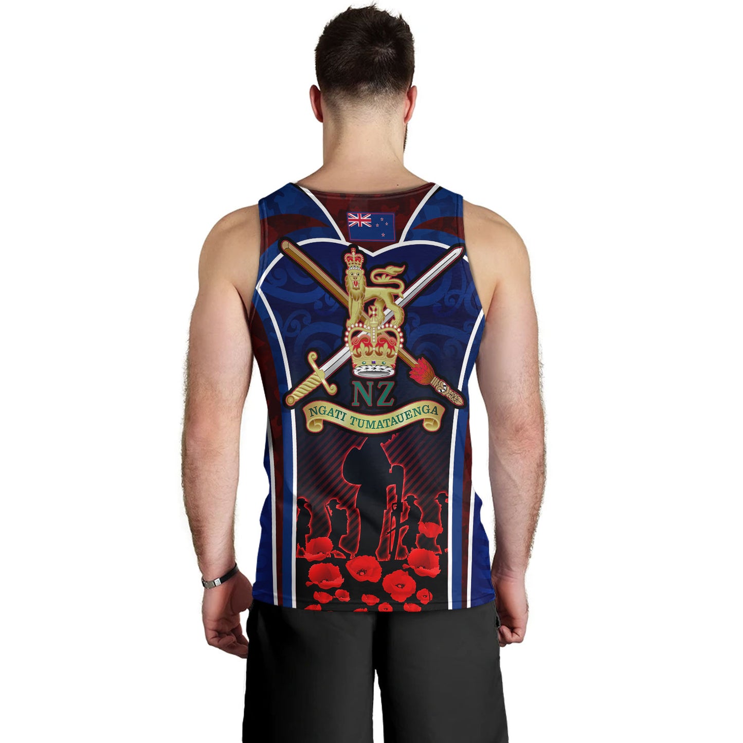 New Zealand Tank Top Custom New Zealand Army Keeping Anzac Spirit Lives Poppies Maori Style