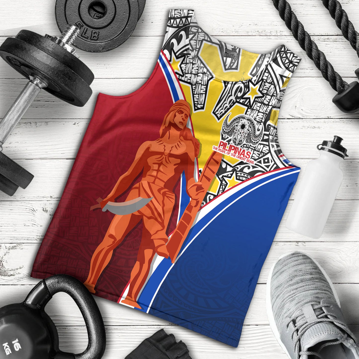 Philippines Filipinos Tank Top Philippines Lapu Lapu With Tribal Kalabaw And Sun