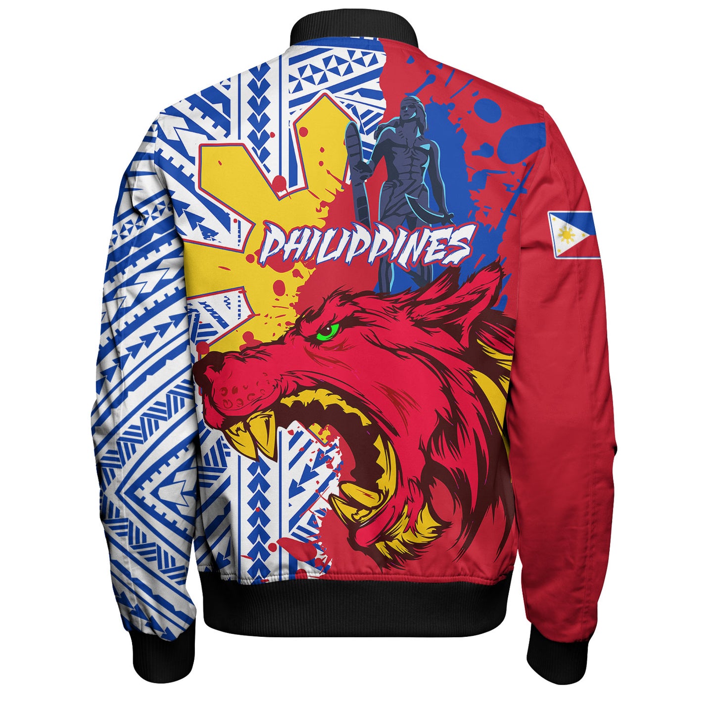 Philippines Filipinos Bomber Jacket Custom Lapu-Lapu And The Wolf Tribal Polynesian Style