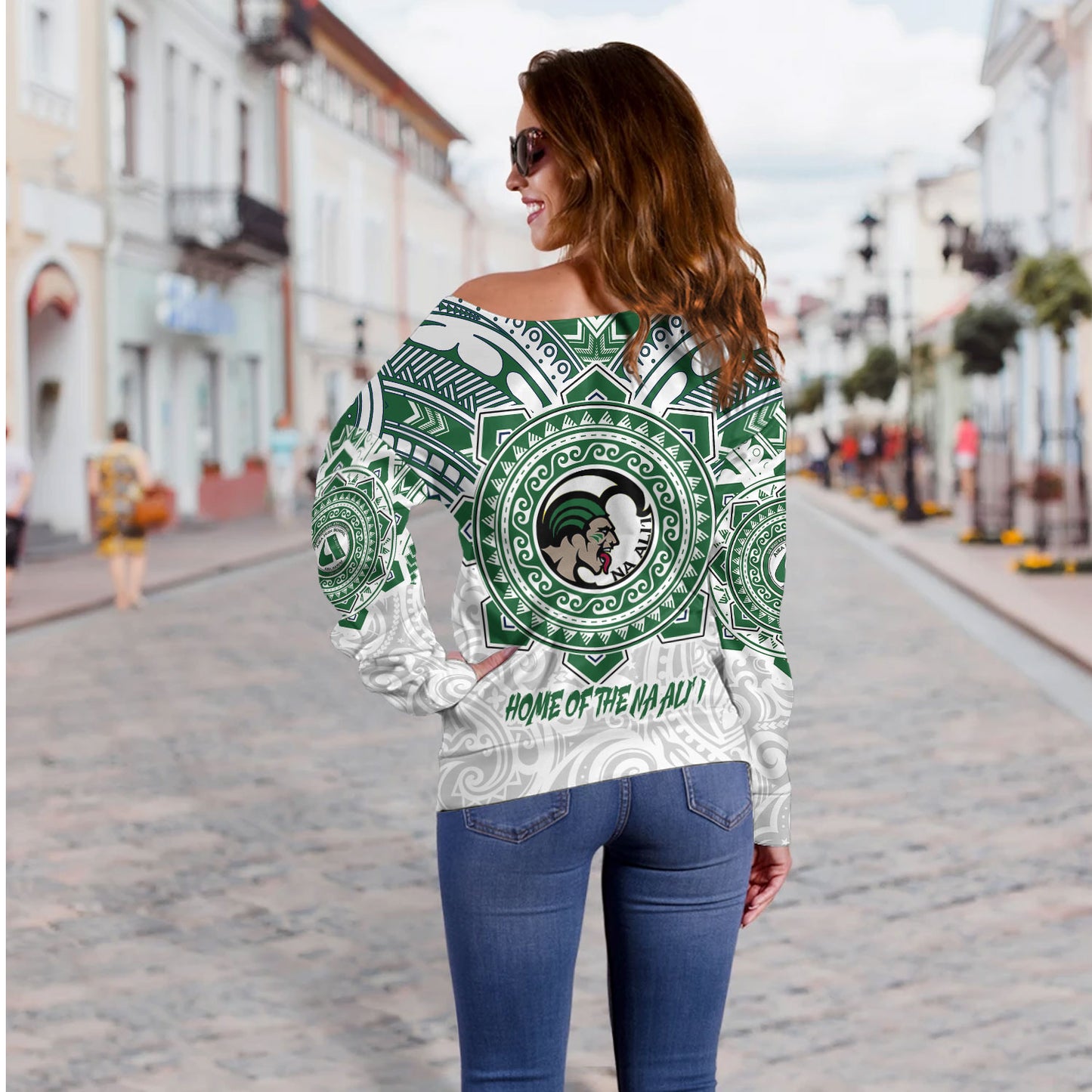 Hawaii Off Shoulder Sweatshirt Custom Aiea High School Home Of The Na Ali'i Tribal Style