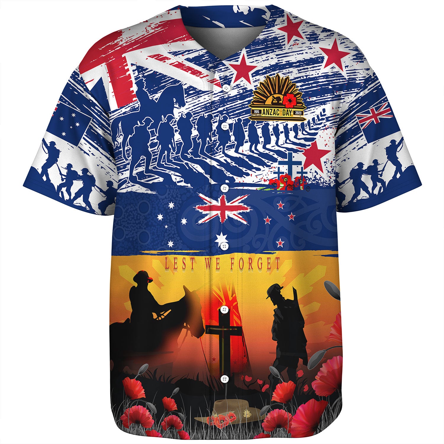 New Zealand Baseball Shirt New Zealand And Australian Army Corps ANZAC Day Commemoration