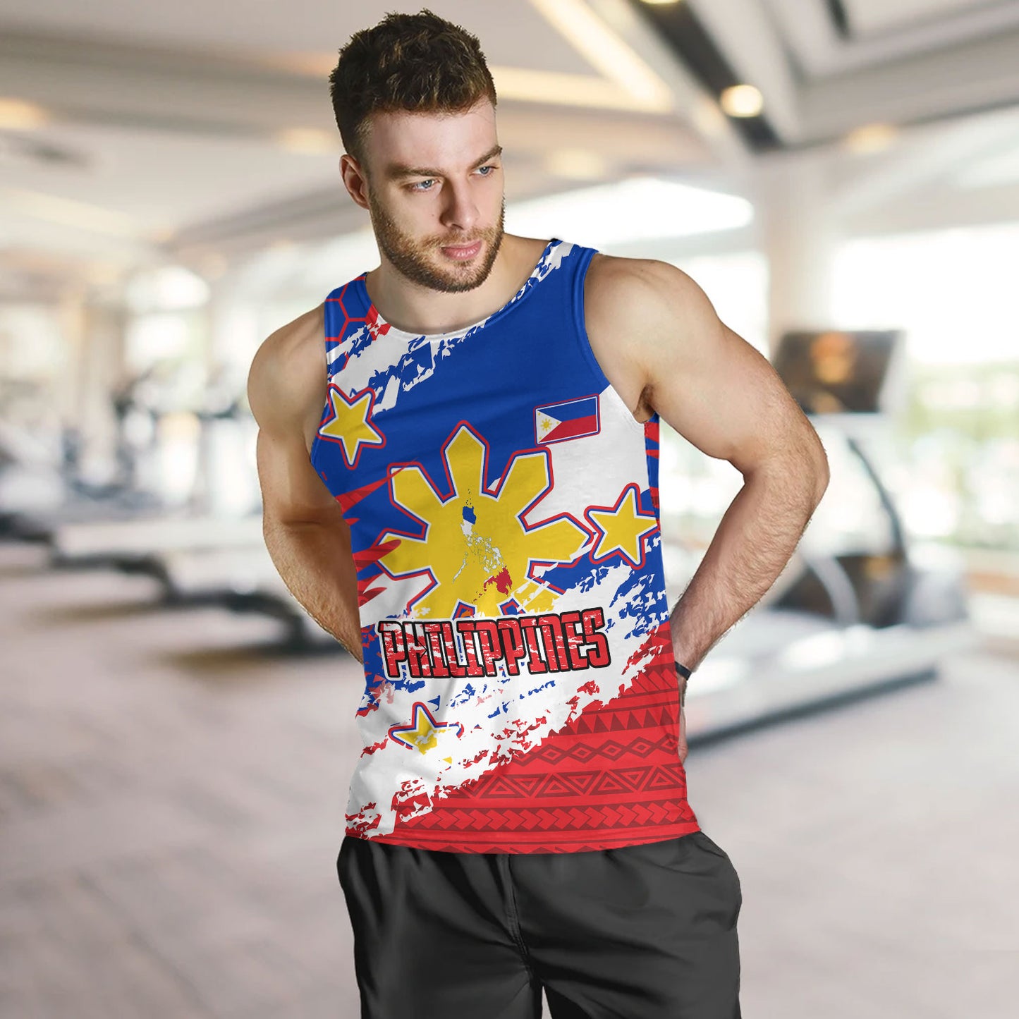 Philippines Filipinos Tank Top Custom Filipino Sun 3 Stars Bicolor Flag Tribal Grunge Style