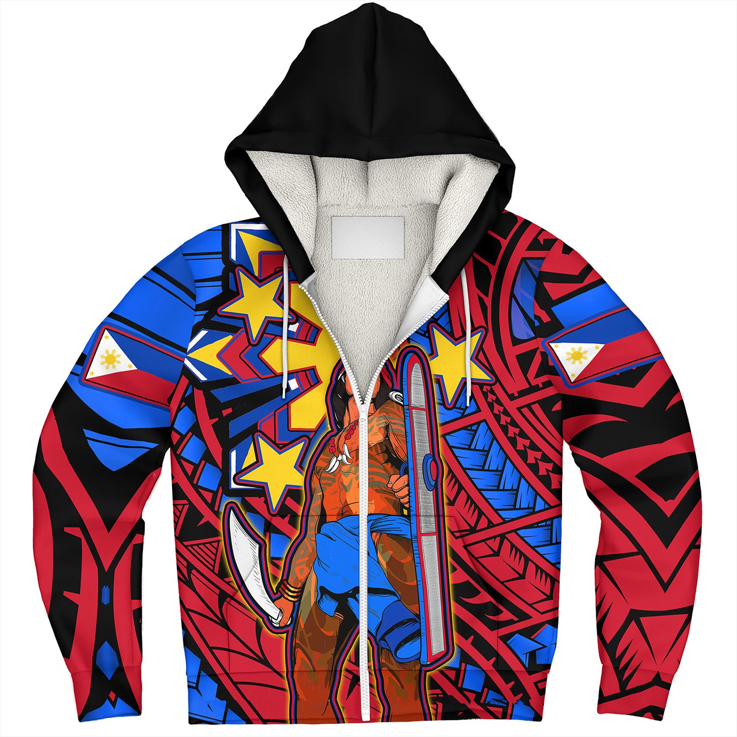 Philippines Sherpa Hoodie Custom Lapu-Lapu The Legendary Filipino Hero