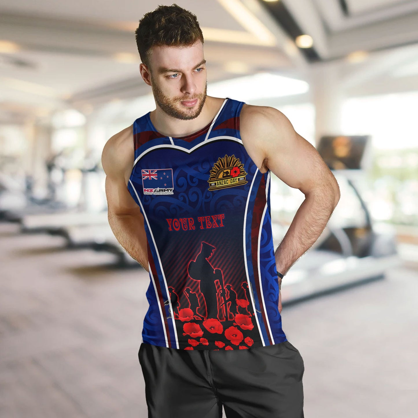 New Zealand Tank Top Custom New Zealand Army Keeping Anzac Spirit Lives Poppies Maori Style