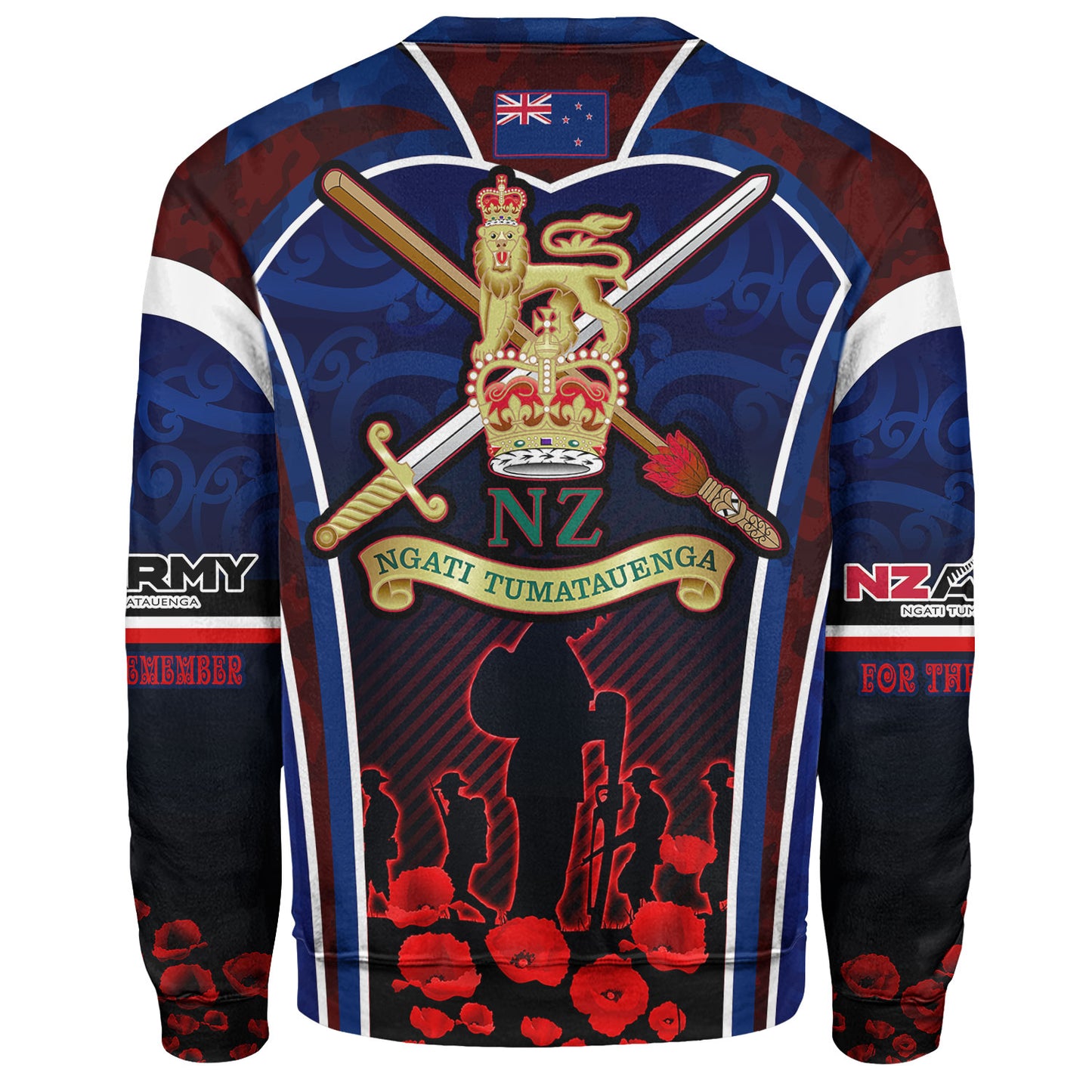 New Zealand Sweatshirt Custom New Zealand Army Keeping Anzac Spirit Lives Poppies Maori Style