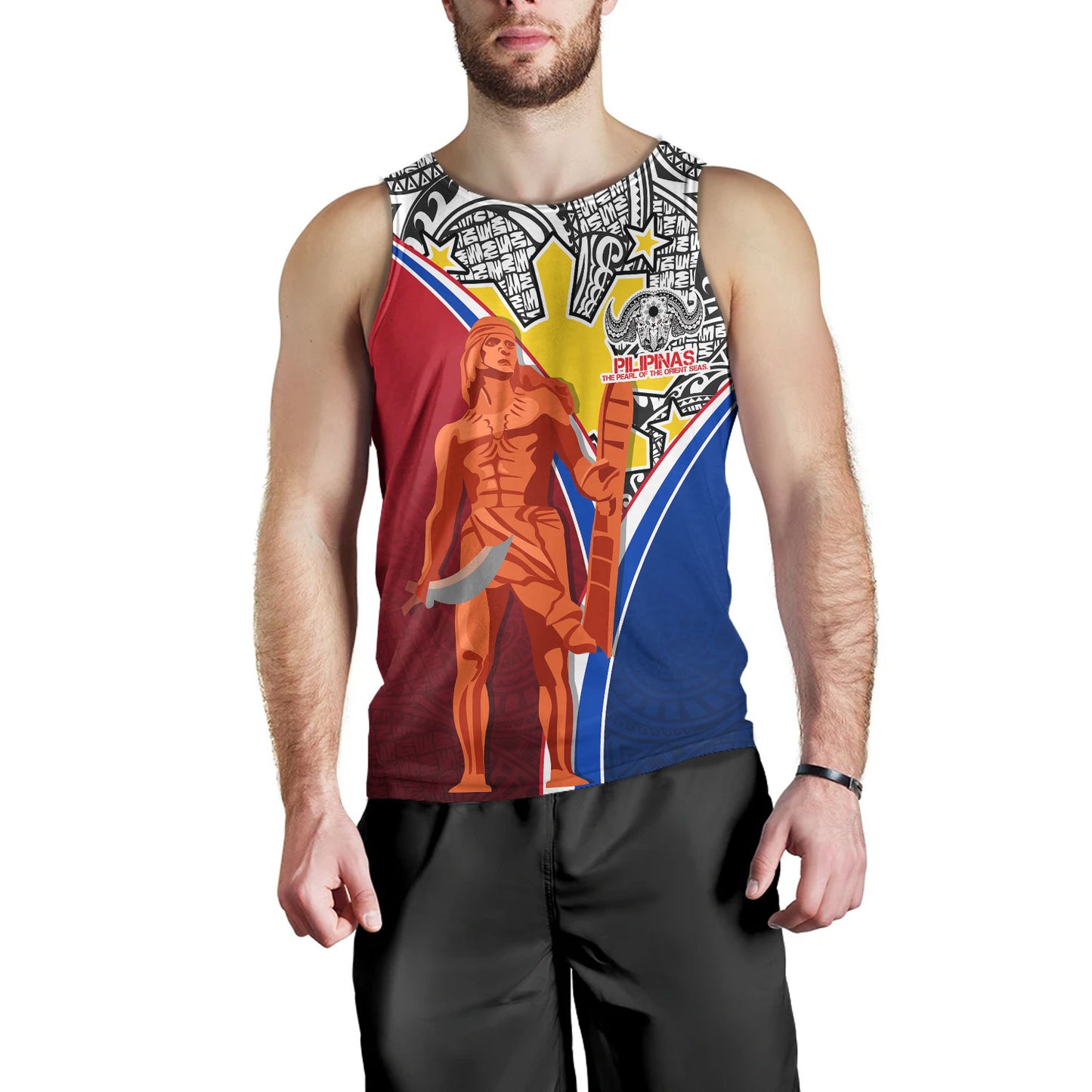 Philippines Filipinos Tank Top Philippines Lapu Lapu With Tribal Kalabaw And Sun