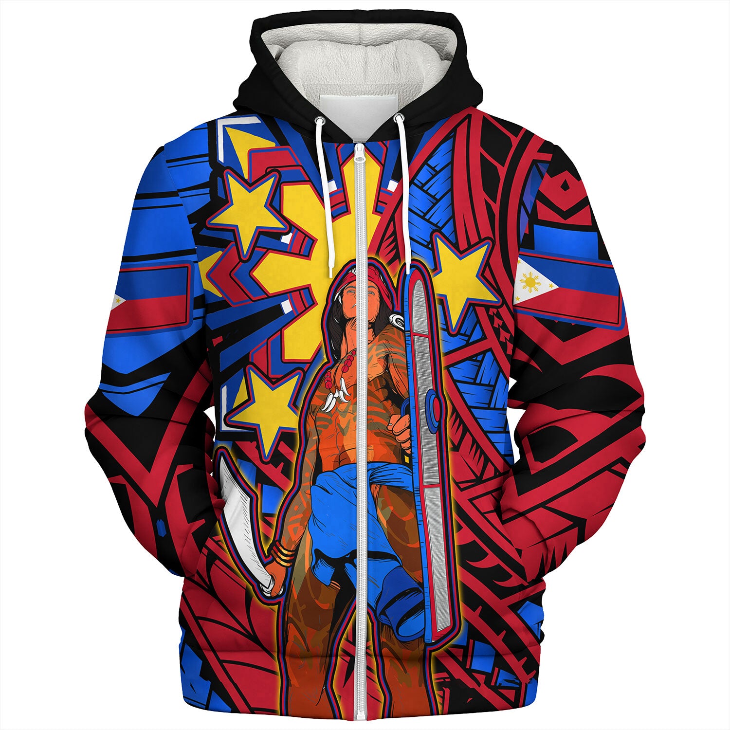 Philippines Sherpa Hoodie Custom Lapu-Lapu The Legendary Filipino Hero