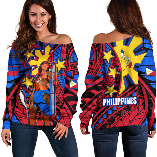 Philippines Off Shoulder Sweatshirt Custom Lapu-Lapu The Legendary Filipino Hero