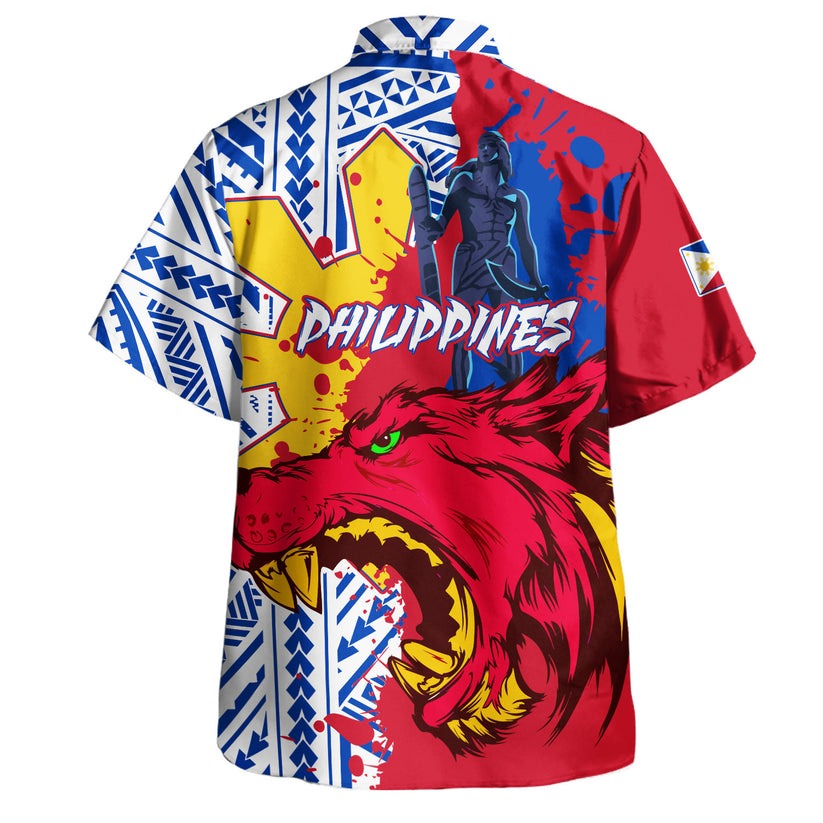 Philippines Filipinos Hawaiian Shirt Custom Lapu-Lapu And The Wolf Tribal Polynesian Style