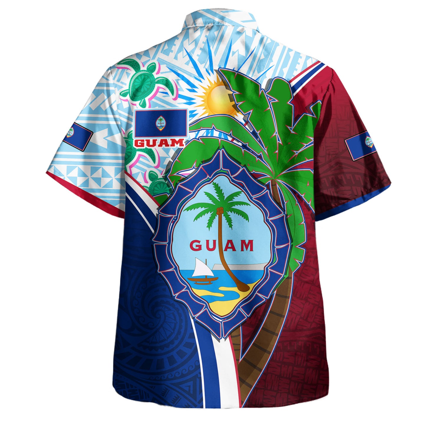 Guam Hawaiian Shirt Hibiscus Flowers With Seal