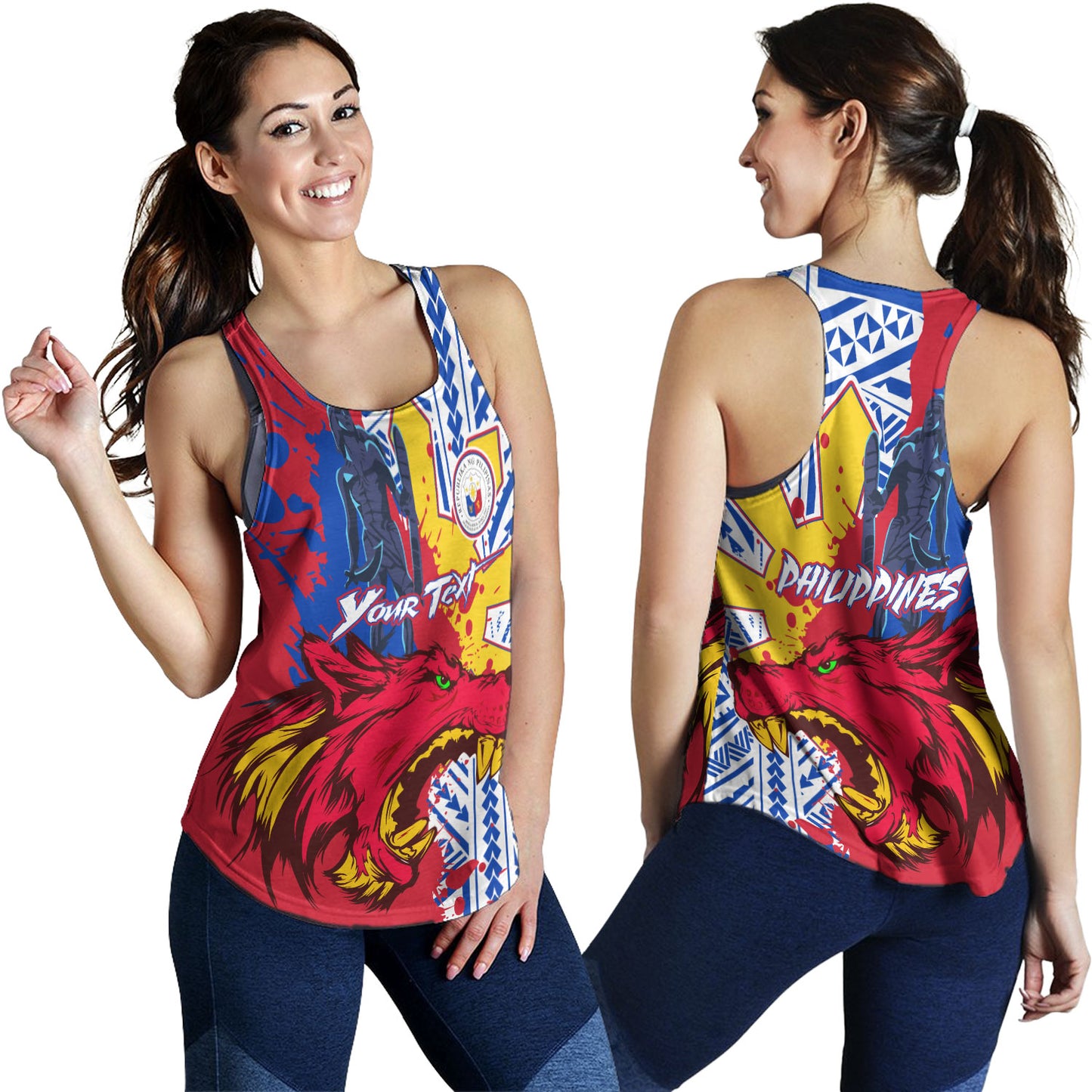 Philippines Filipinos Women Tank Custom Lapu-Lapu And The Wolf Tribal Polynesian Style