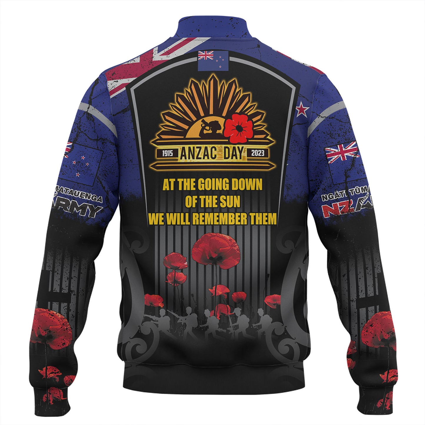 New Zealand Baseball Jacket Custom New Zealand Anzac Day With Poppy Flowers And Traditional Maori Patterns