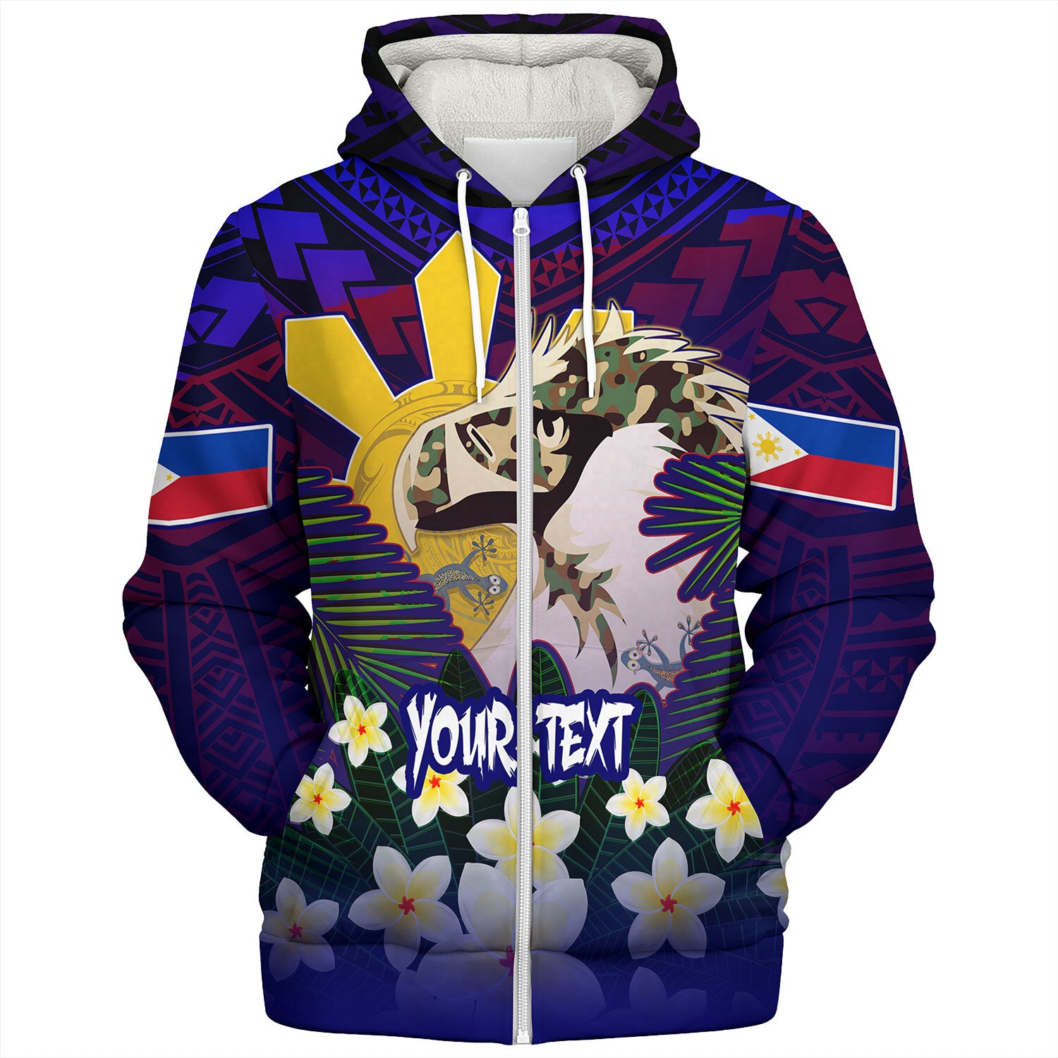 Philippines Filipinos Sherpa Hoodie Custom Philippine Sun And Eagles Summer Vibes