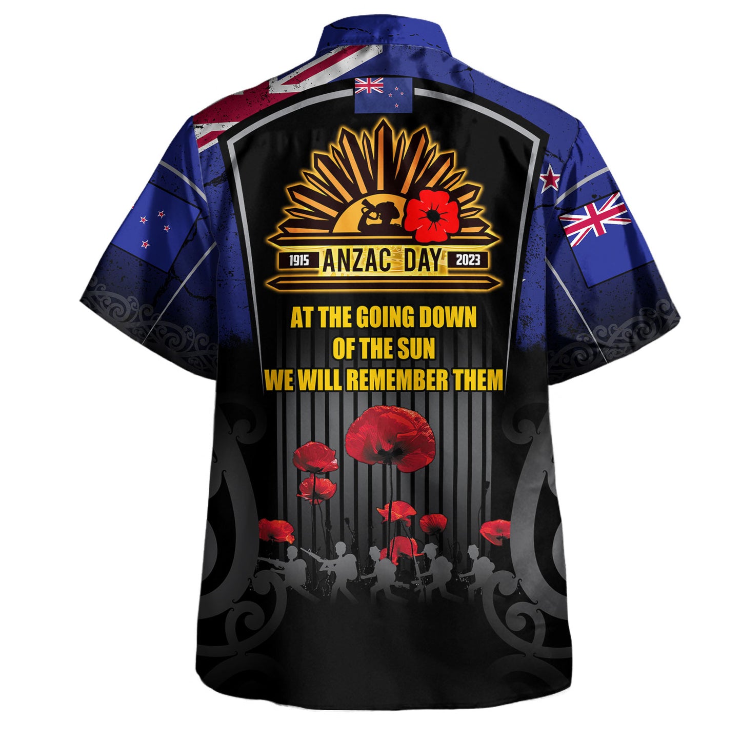 New Zealand Hawaiian Shirt Custom New Zealand Anzac Day With Poppy Flowers And Traditional Maori Patterns