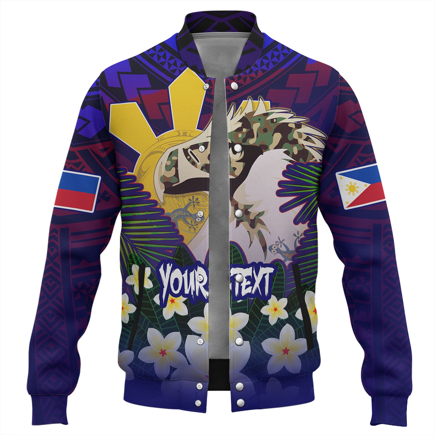 Philippines Filipinos Baseball Jacket Custom Philippine Sun And Eagles Summer Vibes