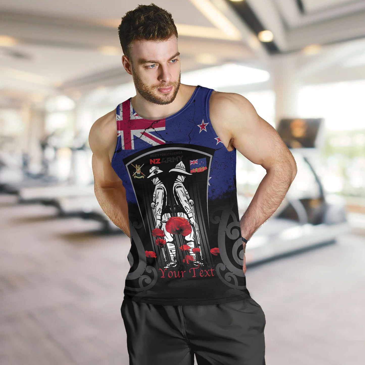 New Zealand Tank Top Custom New Zealand Anzac Day With Poppy Flowers And Traditional Maori Patterns