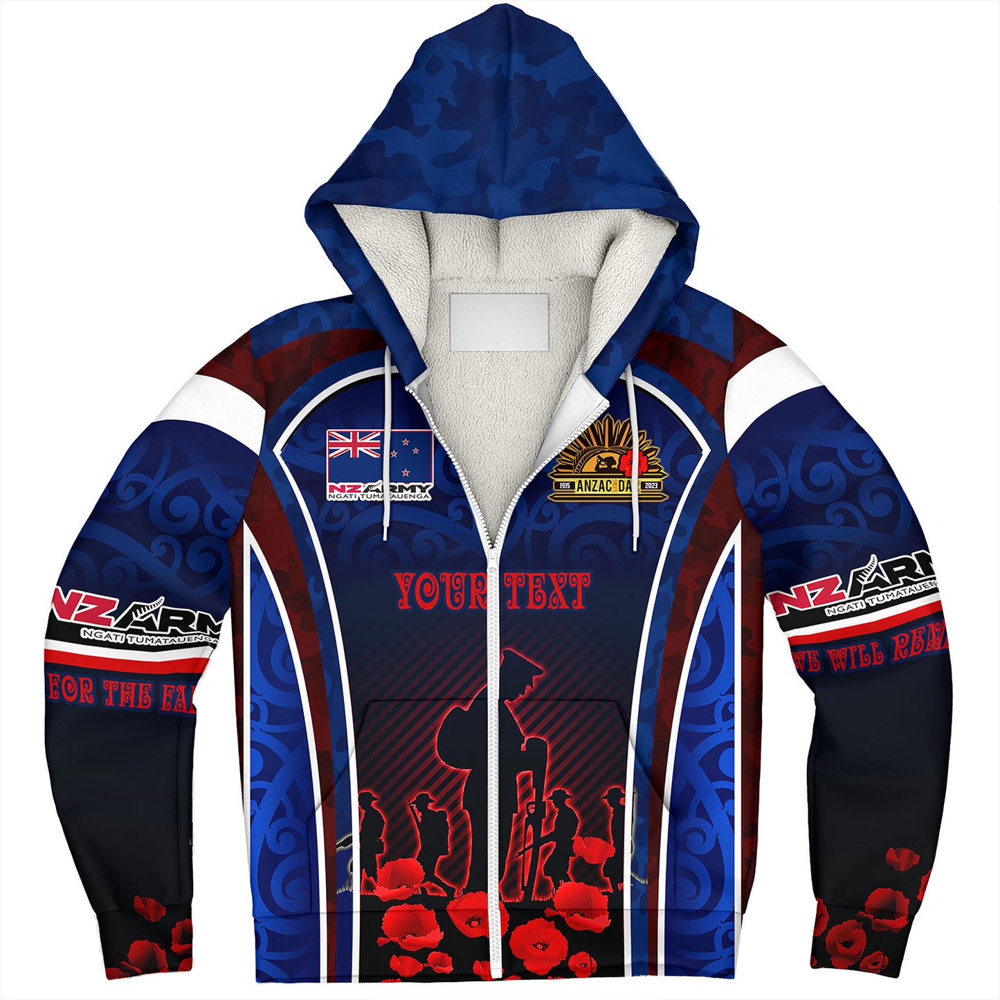 New Zealand Sherpa Hoodie Custom New Zealand Army Keeping Anzac Spirit Lives Poppies Maori Style