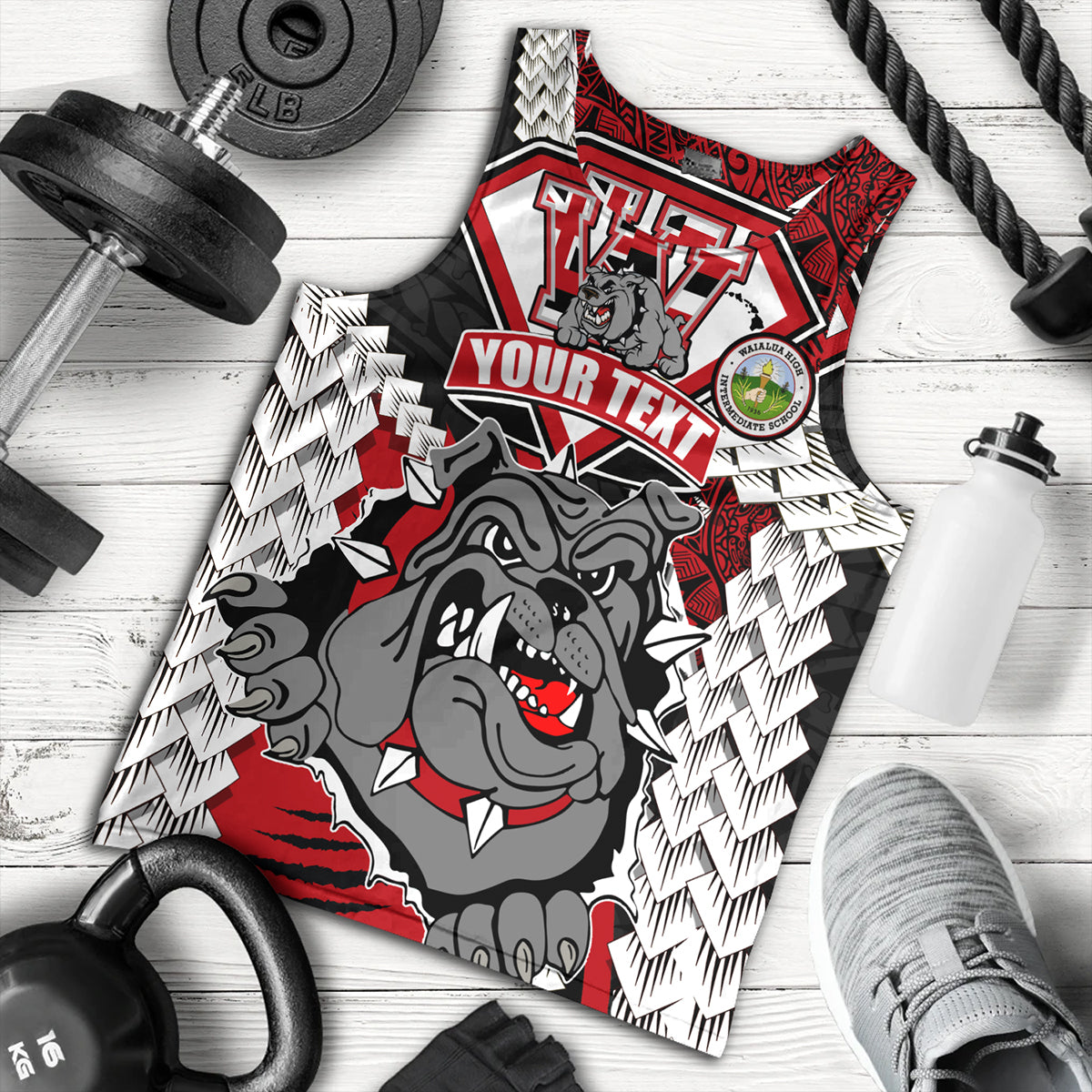 Hawaii Tank Top Custom Waialua High & Intermediate School Bulldogs Pride Polynesian Style