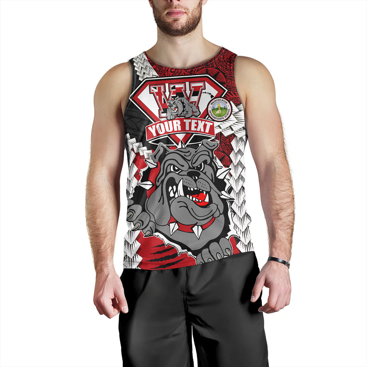 Hawaii Tank Top Custom Waialua High & Intermediate School Bulldogs Pride Polynesian Style