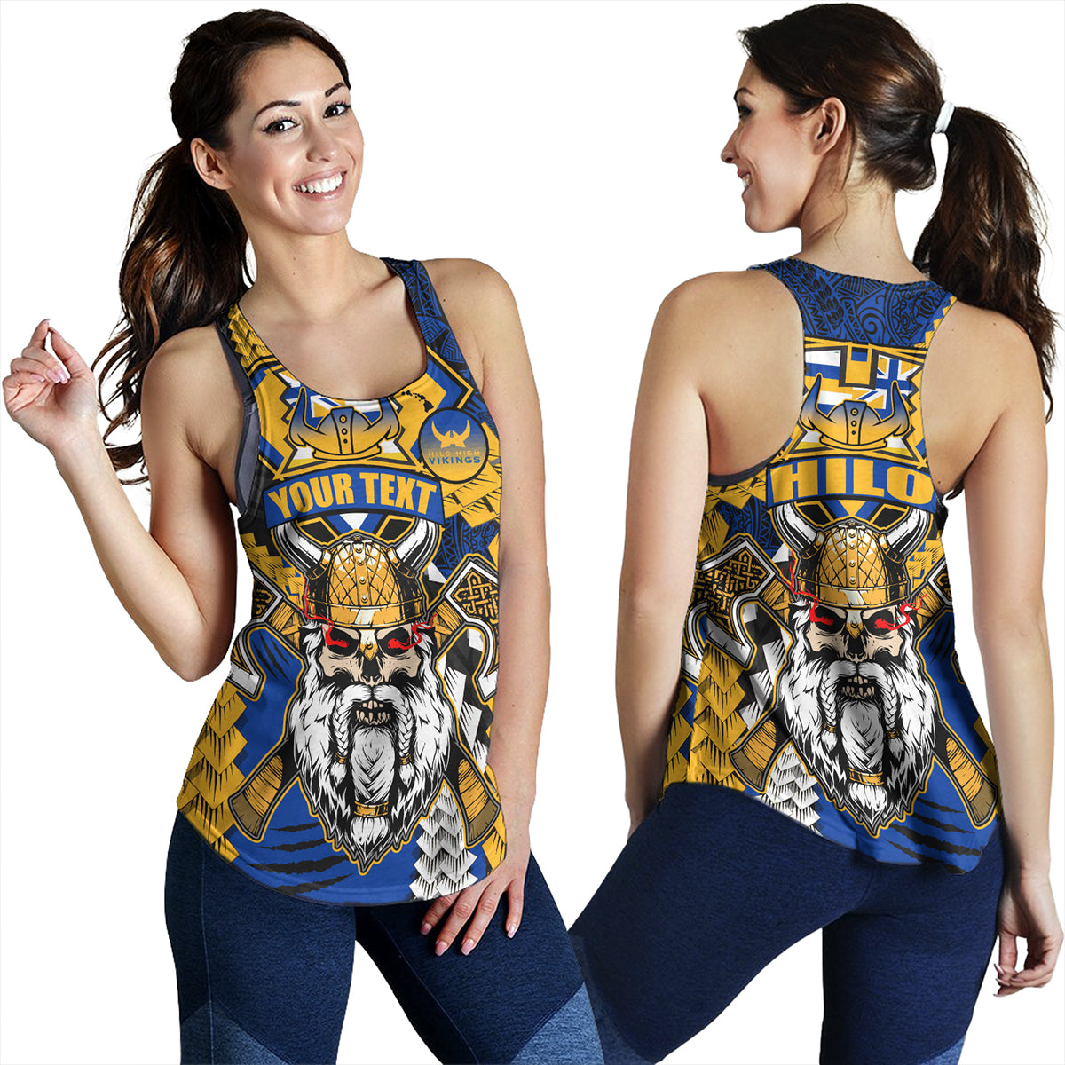Hawaii Women Tank Custom Hilo High School Home Of The Vikings Polynesian Style