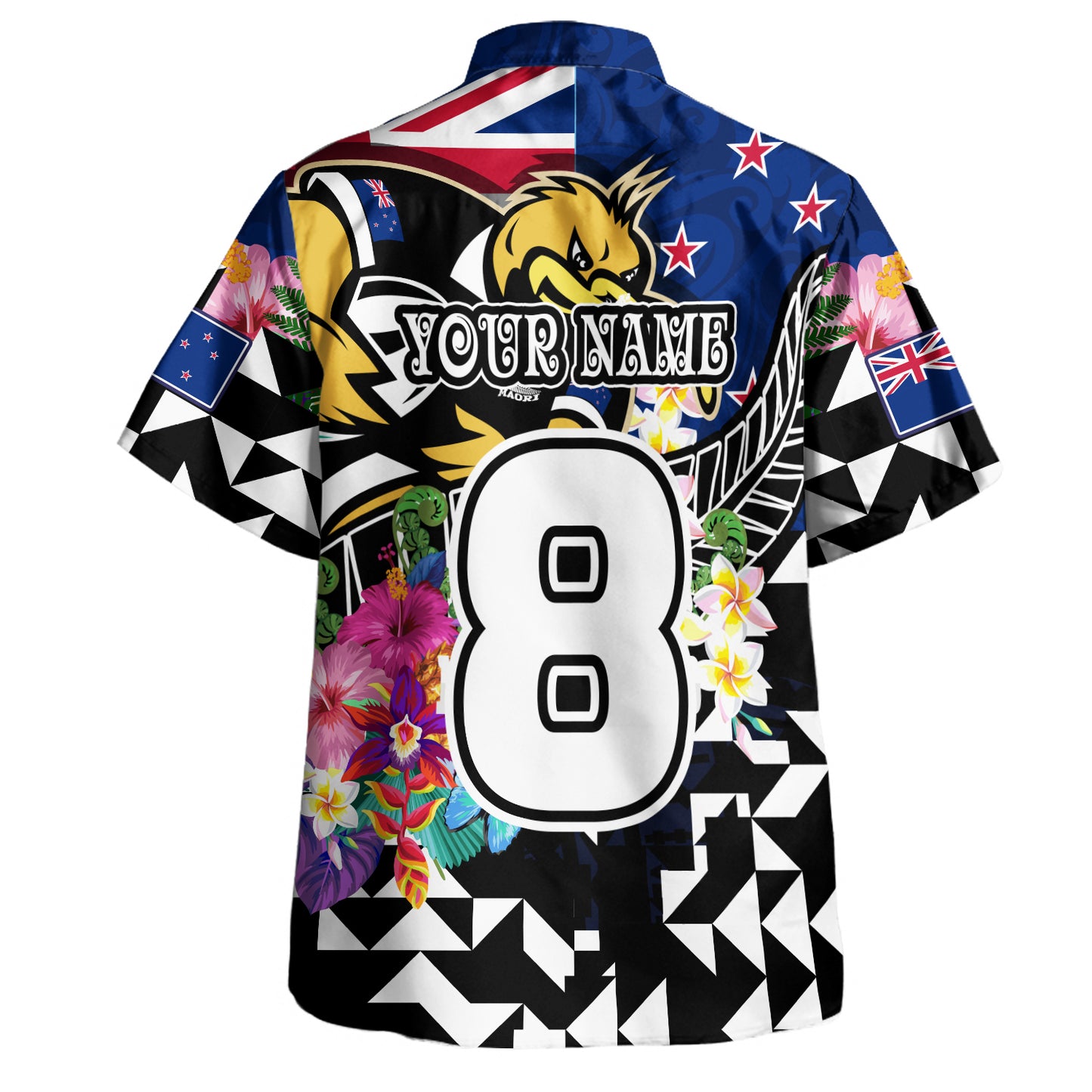 New Zealand Hawaiian Shirt Custom Maori Kiwis Rugby Silver Fern Black Hexagon Tropical Jersey