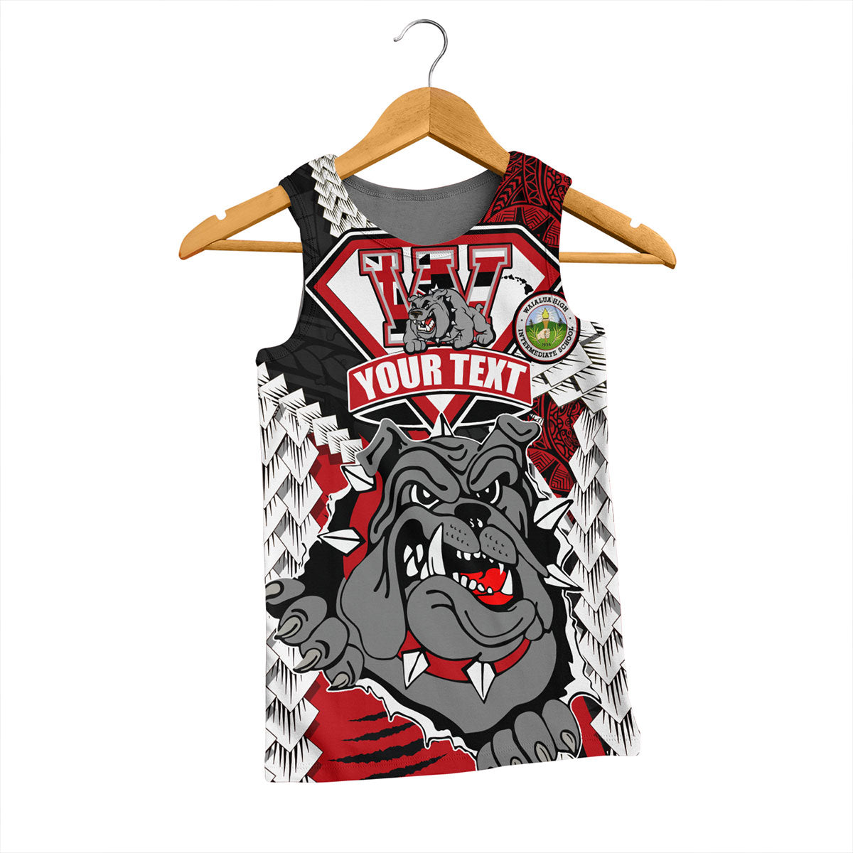 Hawaii Tank Top Custom Waialua High & Intermediate School Bulldogs Pride Polynesian Style
