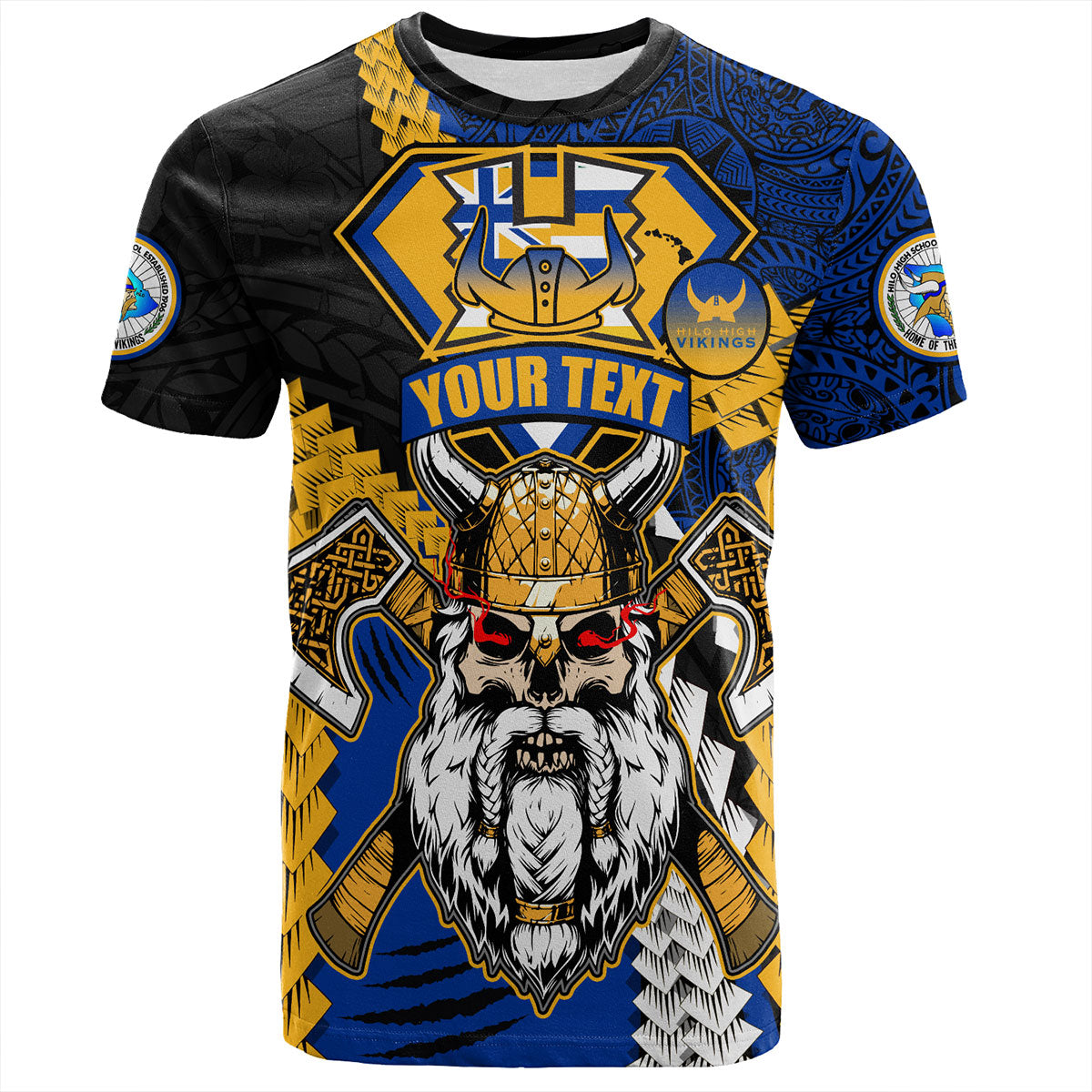 Hawaii T-Shirt Custom Hilo High School Home Of The Vikings Polynesian Style