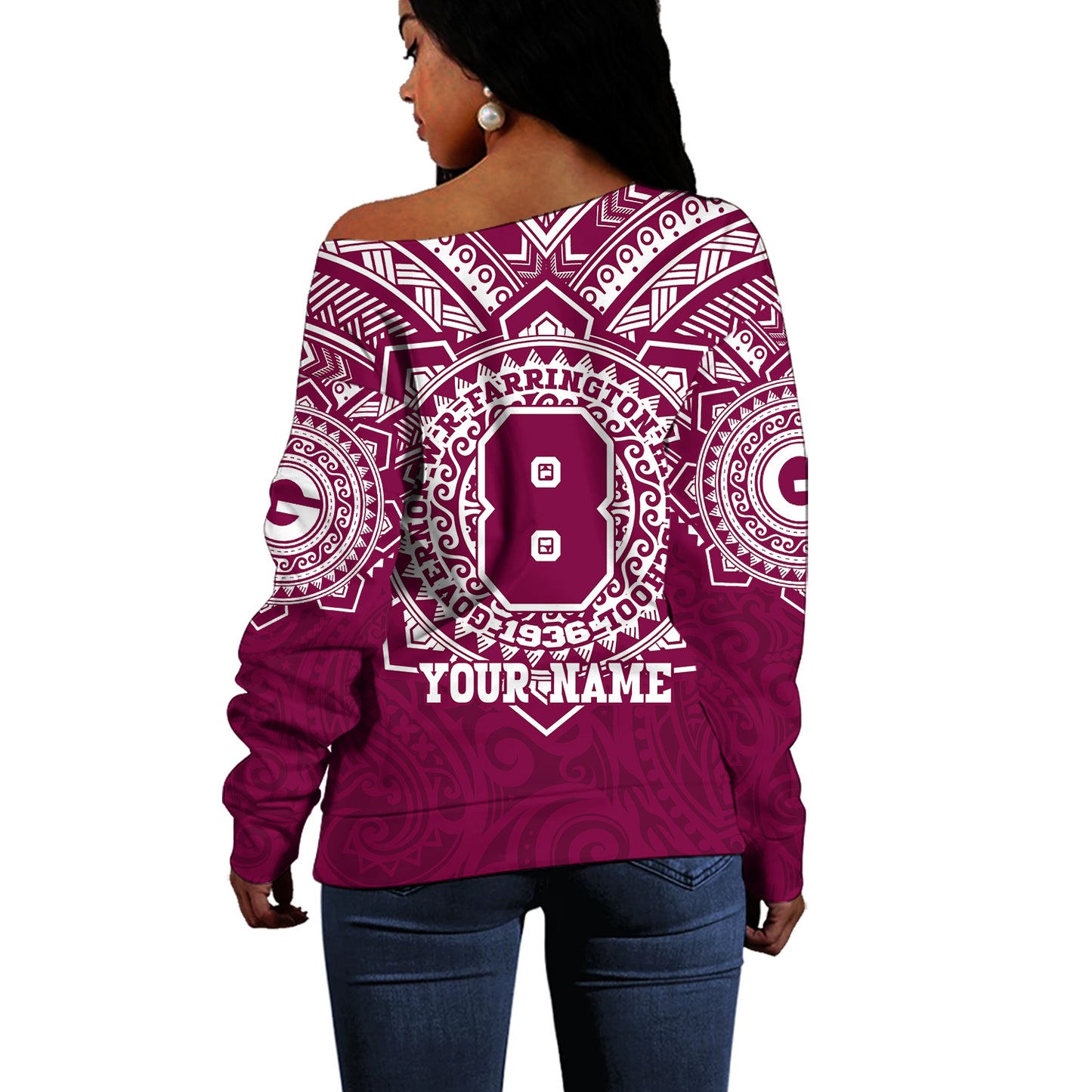 Hawaii Off Shoulder Sweatshirt Custom Farrington High School Home Of The Governors Tribal Style