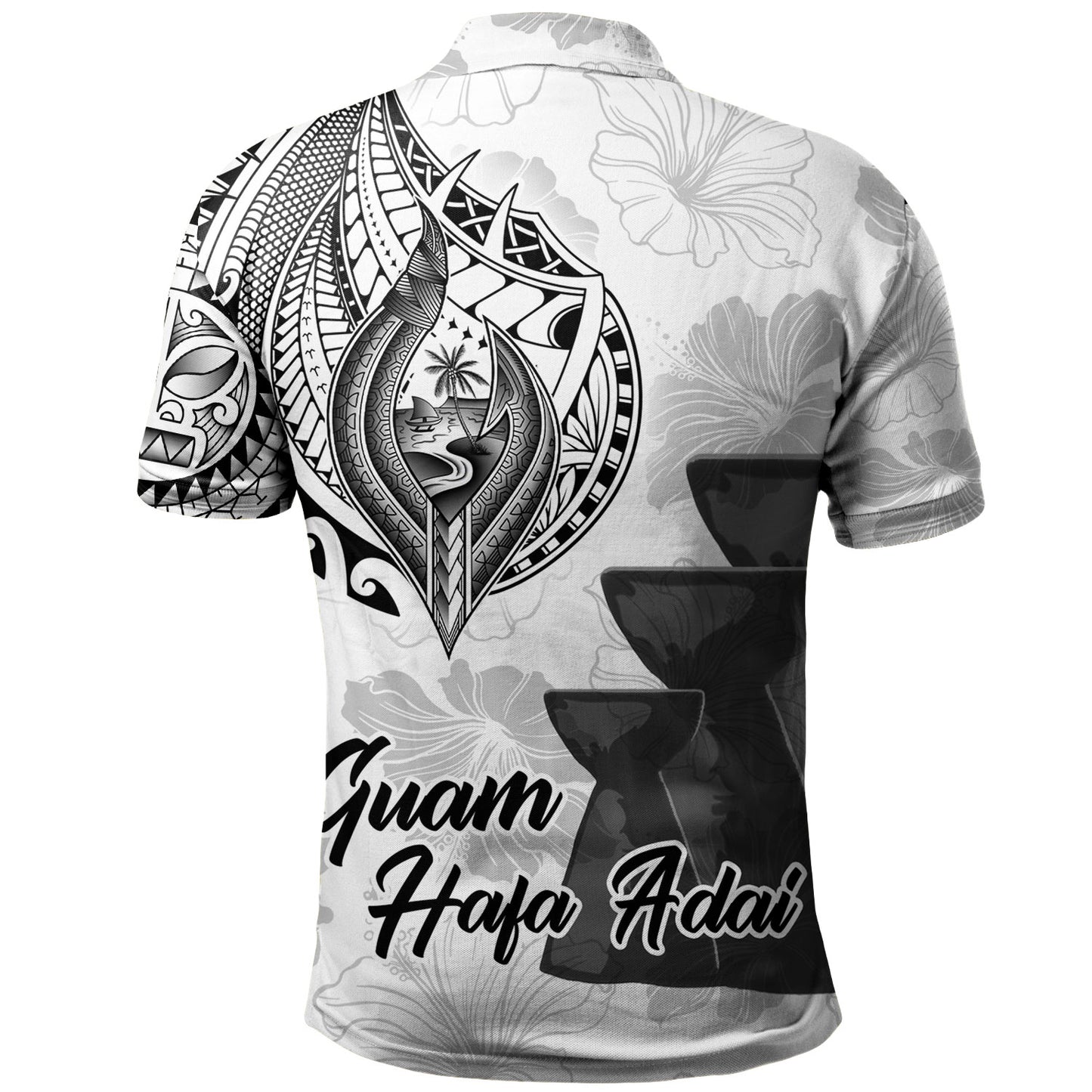 Guam Polo Shirt Hafa Adai Guam Seal Half Sleeve Tattoo