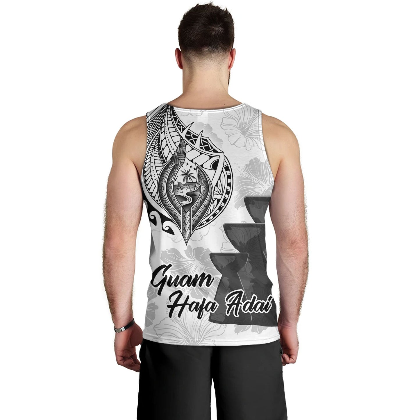 Guam Tank Top Hafa Adai Guam Seal Half Sleeve Tattoo