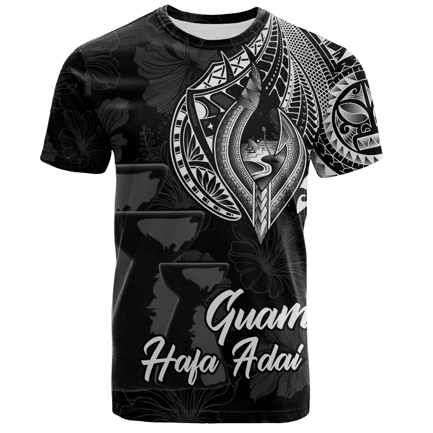 Guam T-Shirt Hafa Adai Guam Seal Half Sleeve Tattoo